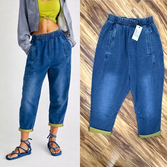 Jaded Gypsy Pants - Jaded Gypsy Harem Style Denim Blue Joggers